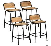 Bonne qualité - Tabourets Ergonomique - BMD - Tabourets de bar - lot de 4 - bois massif manguier brut - 46x35,5x70 cm DECO M3588693