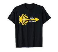 Bonne Route pour Saint-Jacques-de-Compostelle Conchiglia Pellegrino T-Shirt Graphique avec Valeur, Homme, Noir, S