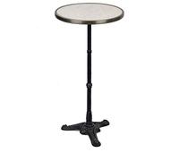 Bonnecaze Absinthe & Home White Marble Bistro Table 51 cm, with Black Iron Base, Bar Height