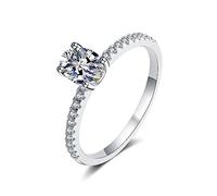 Bonnes de femmes en argent sterling en argent en argent, blanc ovale 1 ct bandoues de mariage Moisanite pour femmes anneaux de doigt pour les femmes