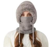 Bonnet 3 en 1 - Chaud Tricoté Bonnet Flexible avec Écharpe Et Masque - Hiver Chaud Tricoté Bonnets Et Ensembles De Cache-Cou Femme pour Randonnée, Voyages, Ski, Vélo, Snowboard, Sports De Plein Air