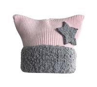 Bonnet 49 Garçon Yabi Mignon Étoile à Cinq Branches Oreilles de Chat Bonnet en Laine Enfant Hiver Version Coréenne Thermique Manches Oreilles Tricoté Bonnet Hiver Garçon 2 Ans, gris, taille unique