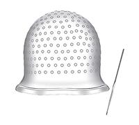 Bonnet à Mèches avec Crochet, Soulignant Le Chapeau De Glaçage, Chapeau de Coloration, Bonnet coloration reutilisable, Cap de surbrillance en silicone, Outils De Coiffure De Silicone De Salon, Blanc