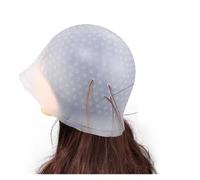 Bonnet à MèChes Bonnet de coloration de cheveux en silicone, crochet, aiguille, teinture, surlignage, ensembles réutilisables, glaçage, teinture, chapeaux, salon de coiffure.(WHITE)