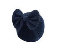 Bonnet à nœud pour bébé - Couleur unie - Turban pour bébé - Pour hôpital et chambre d'enfant - Pour nouveau-né indien, bleu marine, Taille unique