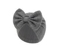 Bonnet à nœud pour bébé - Couleur unie - Turban pour bébé - Pour hôpital et chambre d'enfant - Pour nouveau-né indien, gris foncé, Taille unique