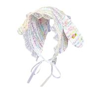 Bonnet à oreilles de lapin tricoté multicolore en peluche douce pour cosplay