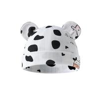 Bonnet à oreilles d'ours mignon pour bébé avec motif de printemps respirant pour bébé de 0 à 6 mois, Vache laitière, Taille unique
