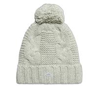 Superdry Bonnet Vintage Cable Femme – mailles torsadées, à pompon – Gris clair