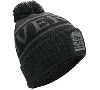Bonnet à pompon style Liverpool noir et gris chiné | Taille adulte | Patch tissé