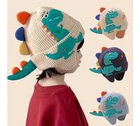 Bonnet à rabats pour enfants, bonnet crâne tricoté chaud au design de dinosaure, convient pour les garçons et les filles de 3 à 8 ans, automne/hiver Taille UniqueCartoonPolyester