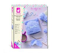 Janod Kit tricot Bonnet Petit Chat Mon Premier Tricot 4 pelotes laine chenille + aiguilles Dès 8 ans