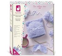 Bonnet a Tricoter Petit Chat Violet Rose