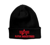 Alpha Industries 3D Bonnet tricoté en Acrylique pour Hommes Black/Red