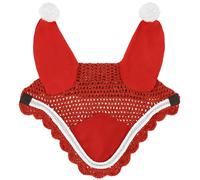 Bonnet anti-mouches pour cheval court Equithème Xmas Rouge Full