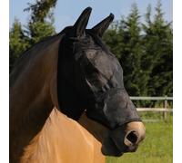 Bonnet anti-mouches pour cheval en pvc avec cache-oreilles et zip Umbria Equitazione Noir L
