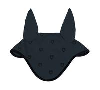 Bonnet anti-mouches pour cheval en technique black line édition Equestro Bleu Poney