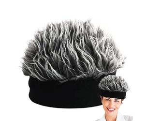 Bonnet avec cheveux attachés - Perruque tricotée en coton - Poils épinés élastiques - Bonnet respirant et réglable - Parfait pour le cosplay hip-hop, les vêtements de les jours, les fêtes