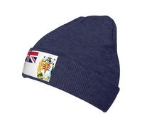 Bonnet avec drapeau du territoire antarctique britannique pour homme et femme - Bonnet d'hiver chaud en tricot à revers en acrylique - Bleu marine