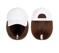 Bonnet avec extensions de cheveux pour femme, casquette de baseball, perruque synthétique avec perruque de cheveux, perruque noire naturelle, bonnet naturel avec perruque, chapeau bobo réglable pour