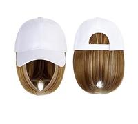 Bonnet avec extensions de cheveux pour femme, casquette de baseball, perruque synthétique avec perruque de cheveux, perruque noire naturelle, bonnet naturel avec perruque, chapeau bobo réglable pour