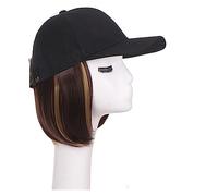 Bonnet avec Extensions de Cheveux pour Femme Synthétique Réglable Noir Chapeau Perruques Court Bob Droite Casquette De Baseball Perruque Connexion Extensions De Cheveux for Les Femmes Perruque Chapeau