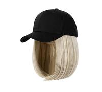 Bonnet avec Extensions de Cheveux pour Femme Synthétique Réglable Noir Chapeau Perruques Court Bob Droite Casquette De Baseball Perruque Connexion Extensions De Cheveux for Les Femmes Perruque Chapeau