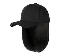 Bonnet avec extensions de cheveux raides courts coupe bob amovible perruque chapeau pour femme fille blond cendré mélange blond décoloré Crazy casquette de baseball, a, Taille unique