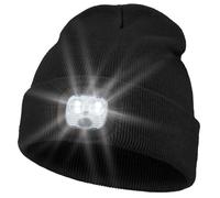 Bonnet avec lumière intégrée rechargeable par USB, mains libres, lampe frontale LED pour homme et femme, idéal pour la randonnée, le camping, la course, la promenade du chien, Noir , 7-8