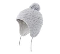 Bonnet Avec Oreilles Bonnet d'hiver for garçons et filles, chapeau tricoté doublé de polaire for enfants avec oreillettes pompon(Grey,S 3M-12M)