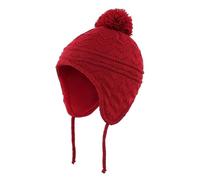 Bonnet Avec Oreilles Bonnet d'hiver for garçons et filles, chapeau tricoté doublé de polaire for enfants avec oreillettes pompon(Red,S 3M-12M)