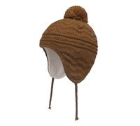 Bonnet Avec Oreilles Bonnet d'hiver for garçons et filles, chapeau tricoté doublé de polaire for enfants avec oreillettes pompon(Brown,S 3M-12M)