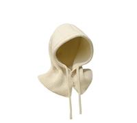 Bonnet Avec Oreilles Cagoule tricotée Design for fille, faux col, châle, chapeau à capuche, épais et chaud, chapeaux for femmes, hiver(Beige)