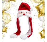 Bonnet avec oreilles mobiles - Bonnet de Noël en peluche - bonnet sauteur - Pour costume de créateurs de contenu, fêtes, musique, festivals, enregistrement vidéo, mascarade, jeux scolaires