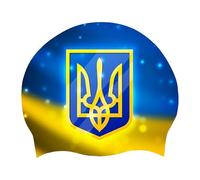 Bonnet Bain avec Drapeau Ukrainien Nouveauté Bonnet Bain Personnalisé pour Cheveux Longs Courts Bonnets Bain Silicone pour Plage Piscine Bonnets Bain pour Femmes Hommes Adultes Unisexe Ukraine