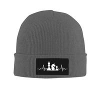 Bonnet Beanie Cadeaux Amusants pour Les Amateurs D'Échecs : Échecs, Battements De Cœur, Maître D'Échecs, Passionnés D'Échecs Bonnet d'hiver Moderne Bonnets Tricoté Slouch Chapeau d'hiver