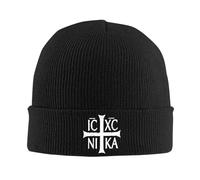 Bonnet Beanie Croix IC XC Nika Christogramme Christianisme Oriental Orthodoxe Chaud Revers Beanie Souple Casquette Docker pour Homme Femme Sports
