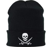 Bonnet Beanie de Pirate Avec Motif Tête de Mort - Accessoire d'Hiver en Laine Unisexe pour Hommes et Femmes, Motards, Marins - Bonnet à Revers pour le Travail