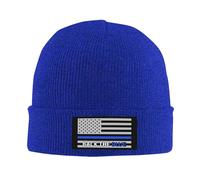 Bonnet Beanie Drapeau De Police « Soutien Aux Forces De L'Ordre » Bonnet d'hiver Doux Bonnets en Tricot Extensible Knit Beanies pour Printemps Shopping Hiver