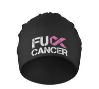 Bonnet Beanie Fuck Cancers Soutien Aux Personnes Atteintes du Cancer du Sein Bonnet d'hiver Doux Bonnets Tricoté Slouch Classics Basic Beanie pour Course Quotidienne Printemps