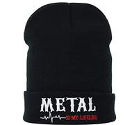 Bonnet Beanie Heavy Metal - Ma Ligne de Vie - Bonnet d'Hiver en Laine Unisexe, Accessoire pour Motards, Rockers, Marin, à Revers, de Travail