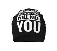 Bonnet Beanie N'Oubliez Pas, Les Enfants, L'Électricité Peut Tuer. Bonnet d'hiver Moderne Knit Beanies Chaud Classics Basic Beanie pour Hiver Homme Femme Quotidienne