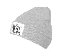Bonnet Beanie Passe La Journée Que Tu Mérites, Menotté Bonnets en Tricot Chaud Classics Basic Beanie Slouch Chapeau d'hiver pour Automne Shopping Sport