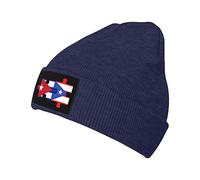 Bonnet Beanie Puzzles avec Les Drapeaux De Cuba Et De Porto Rico Bonnet d'hiver Moderne Chapeau d'hiver Souple Bonnets Tricoté pour Quotidienne Printemps Sport