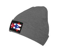 Bonnet Beanie Puzzles avec Les Drapeaux De Cuba Et De Porto Rico Bonnets en Tricot Slouch Classics Basic Beanie Chaud Chapeau d'hiver pour Sport Course Quotidienne