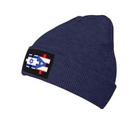 Bonnet Beanie Puzzles avec Les Drapeaux D'Israël Et De Porto Rico Bonnets en Tricot Doux Bonnet d'hiver Confortable Knit Beanies pour Homme Femme Shopping Sport