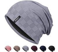 Bonnet Beanie Slouch pour hommes et femmes, bonnet crâne en tricot jacquard fin et léger, bonnet souple slouchy ample pour unisexe, bonnet classique hip-hop flexible pour hiver et été, gris clair