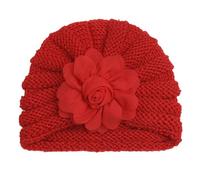 Bonnet Bebe 12 Mois - Bonnet d'hiver en Tricot pour Bébé Uni Doux Et Chaud Idéal par Temps Froid Joli Motif Floral pour Les Bébés De La Naissance À 3 Ans (Red 0-36 Months)