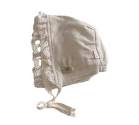 Bonnet bébé avec bordure en dentelle Chapeau pour bébé élégant avec fleur/lapin Casquette mignonne et à la mode Bonnet en dentelle doux et confortable