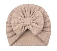 Bonnet Bebe - Bonnet Bébé en Maille Douce À Rayures Couleur Blé Et Joli Nœud - Couvre-Chef Douillet pour Nourrissons Et Jeunes Enfants (Coffee 0-24 Months)
